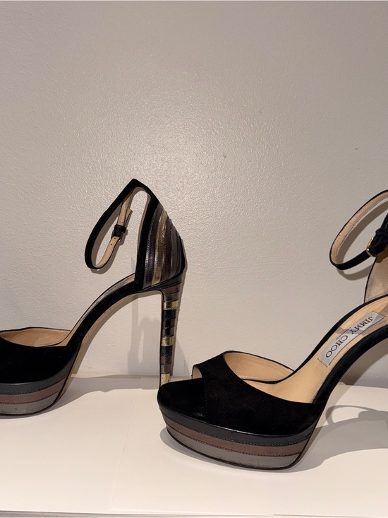Jimmy Choo Black Suede Platform Ankle-Strap Sandals main image 2